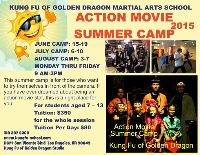 3 Action Movie Summer Camps June 15-19 and July 6-10 and August 3-7 (2015)